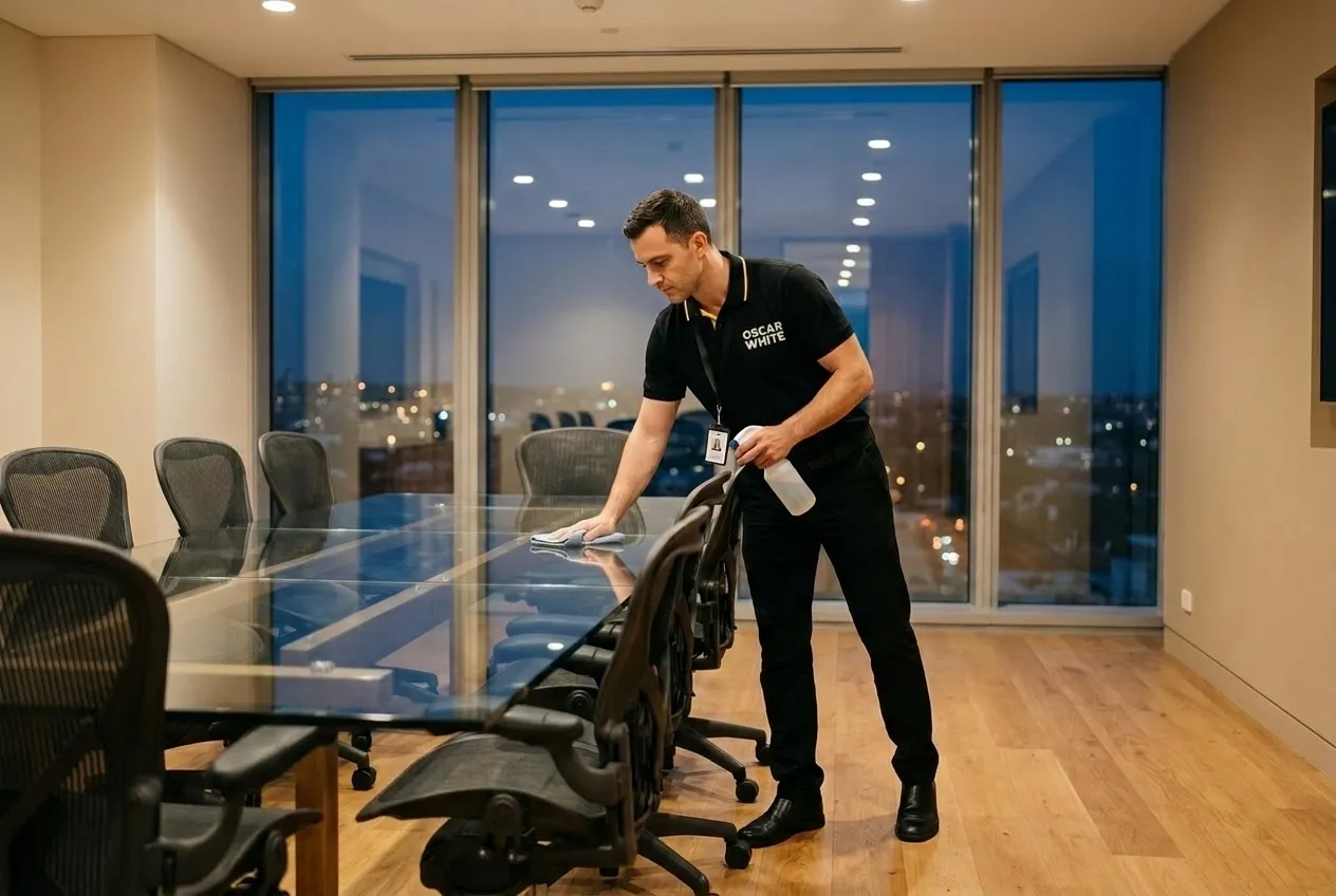 Oscar White commercial cleaning team at work
