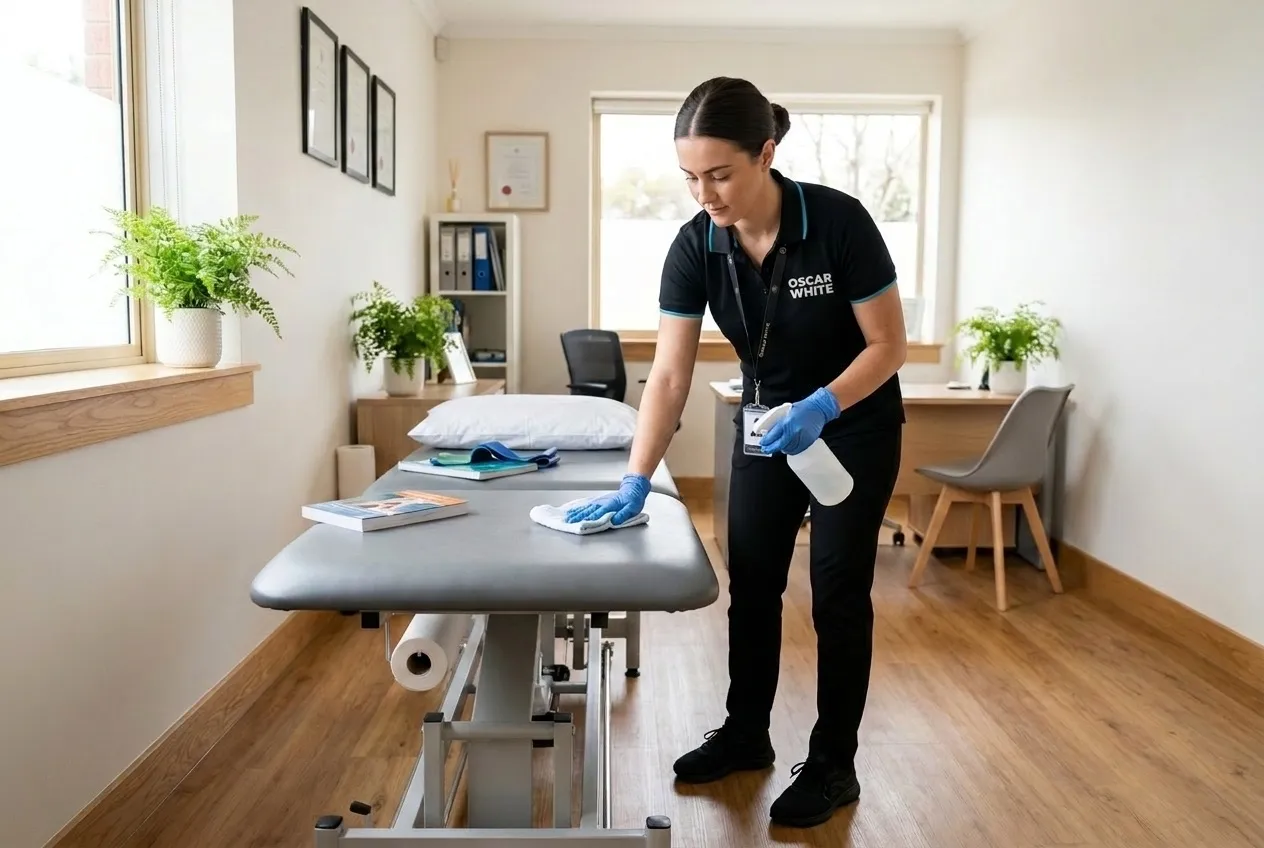 Oscar White team cleaning a medical & allied health space